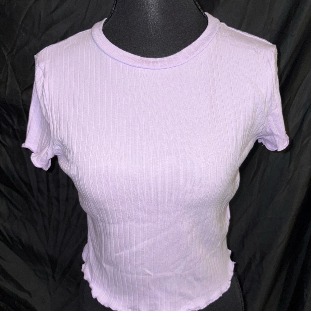 SHEIN Purple Ribbed Crop Tee